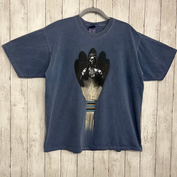 Vintage Native American Chief Warrior Short Sleeve Cotton Crew Neck T Shirt XL - Picture 1 of 9